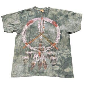 Vtg The Mountain Green Short Sleeve Peace Sign Dream Catcher 1999 T Shirt Mens M